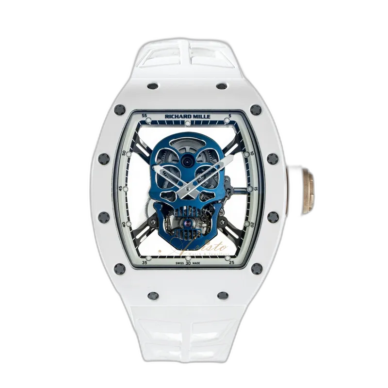 RM52-01 White Ceramic Blue Skull