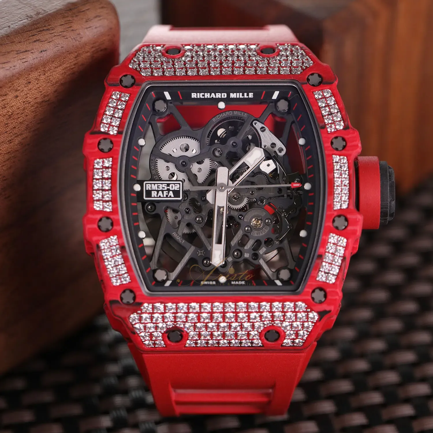 RM35-02 Red Carbon TPT Diamond Setting image 2