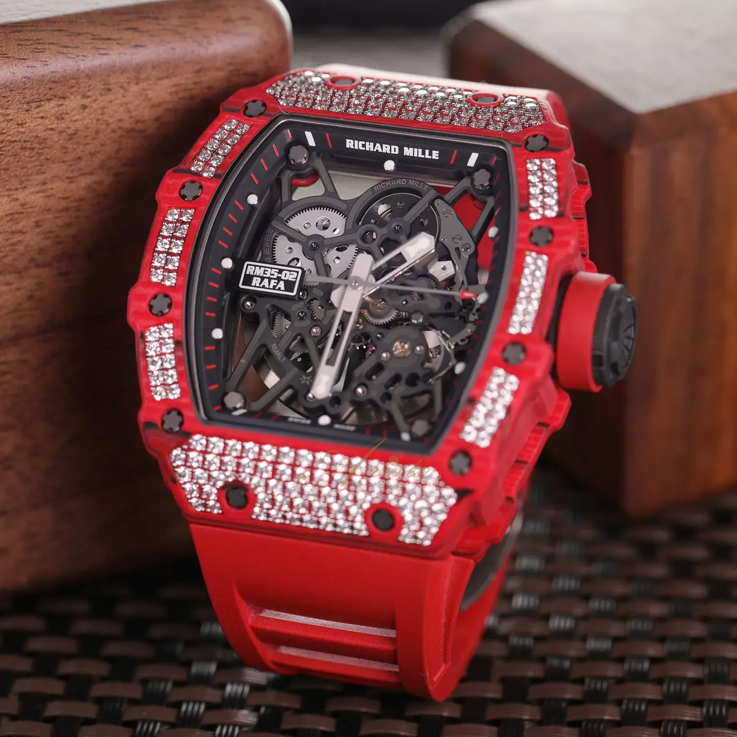 RM35-02 Red Carbon TPT Diamond Setting image 3