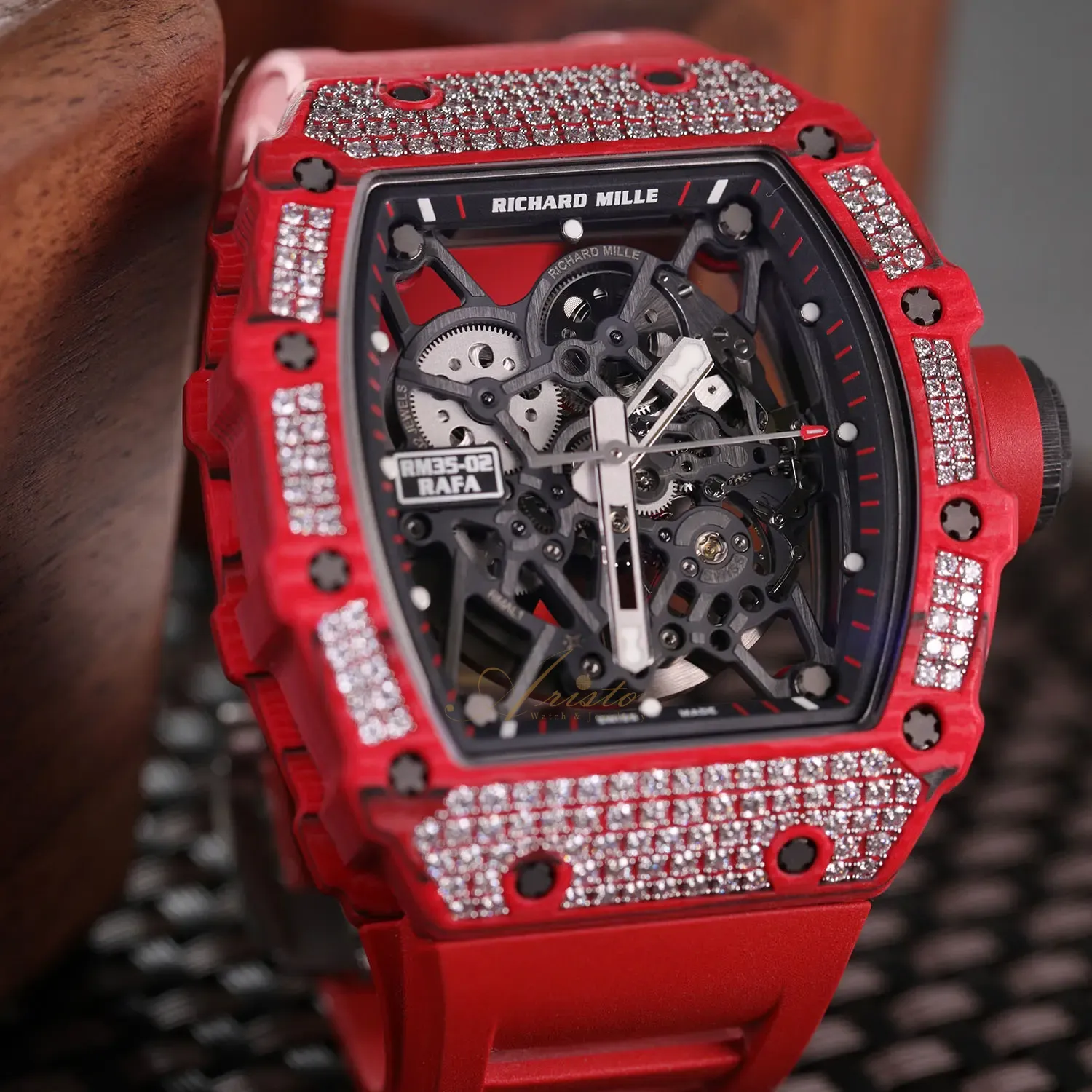 RM35-02 Red Carbon TPT Diamond Setting image 4