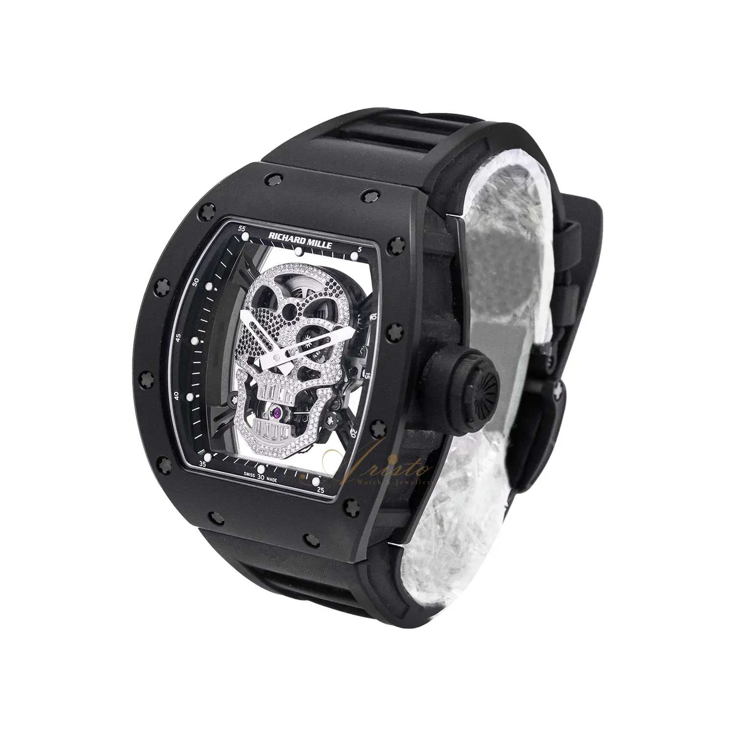 RM52-01 Black Ceramic Diamond Skull image 2
