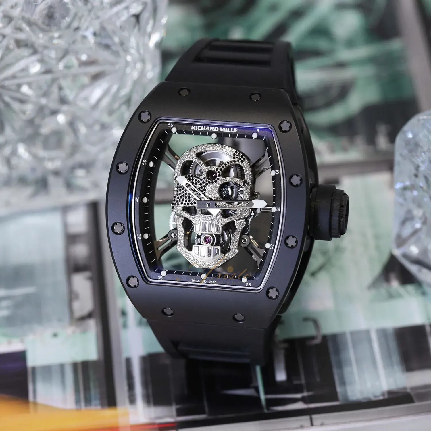 RM52-01 Black Ceramic Diamond Skull image 6