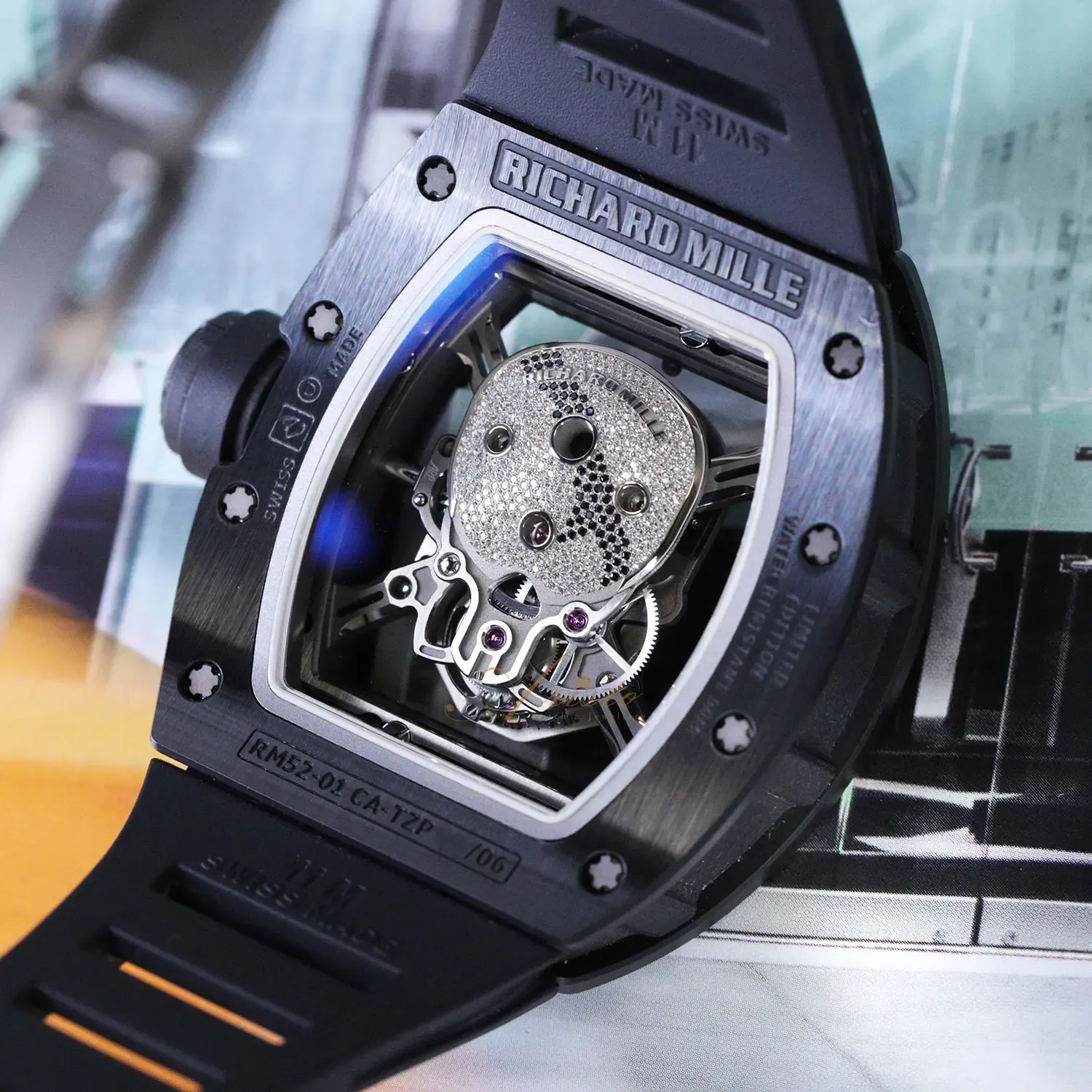 RM52-01 Black Ceramic Diamond Skull image 8