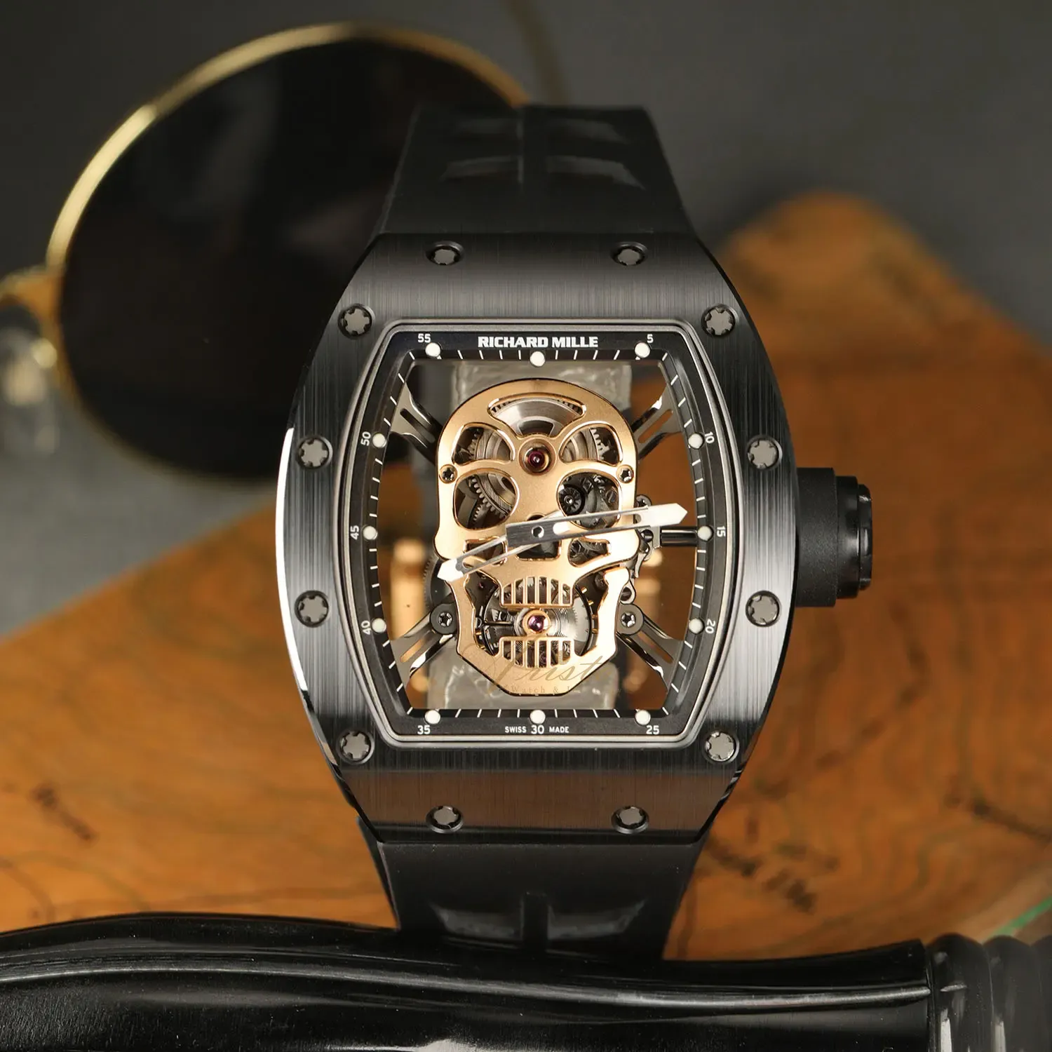 RM52-01 Black Ceramic Gold Skull image 6