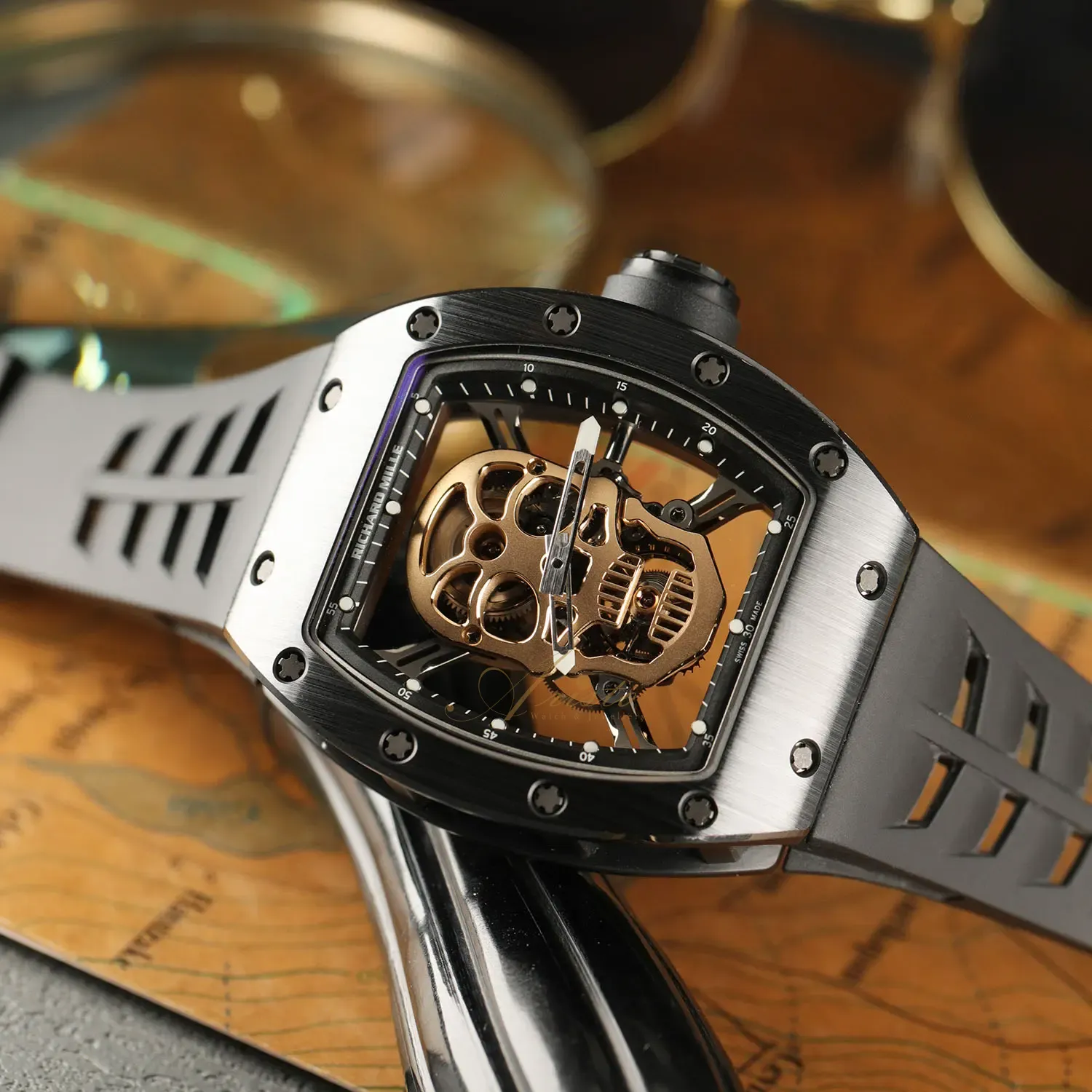 RM52-01 Black Ceramic Gold Skull image 7
