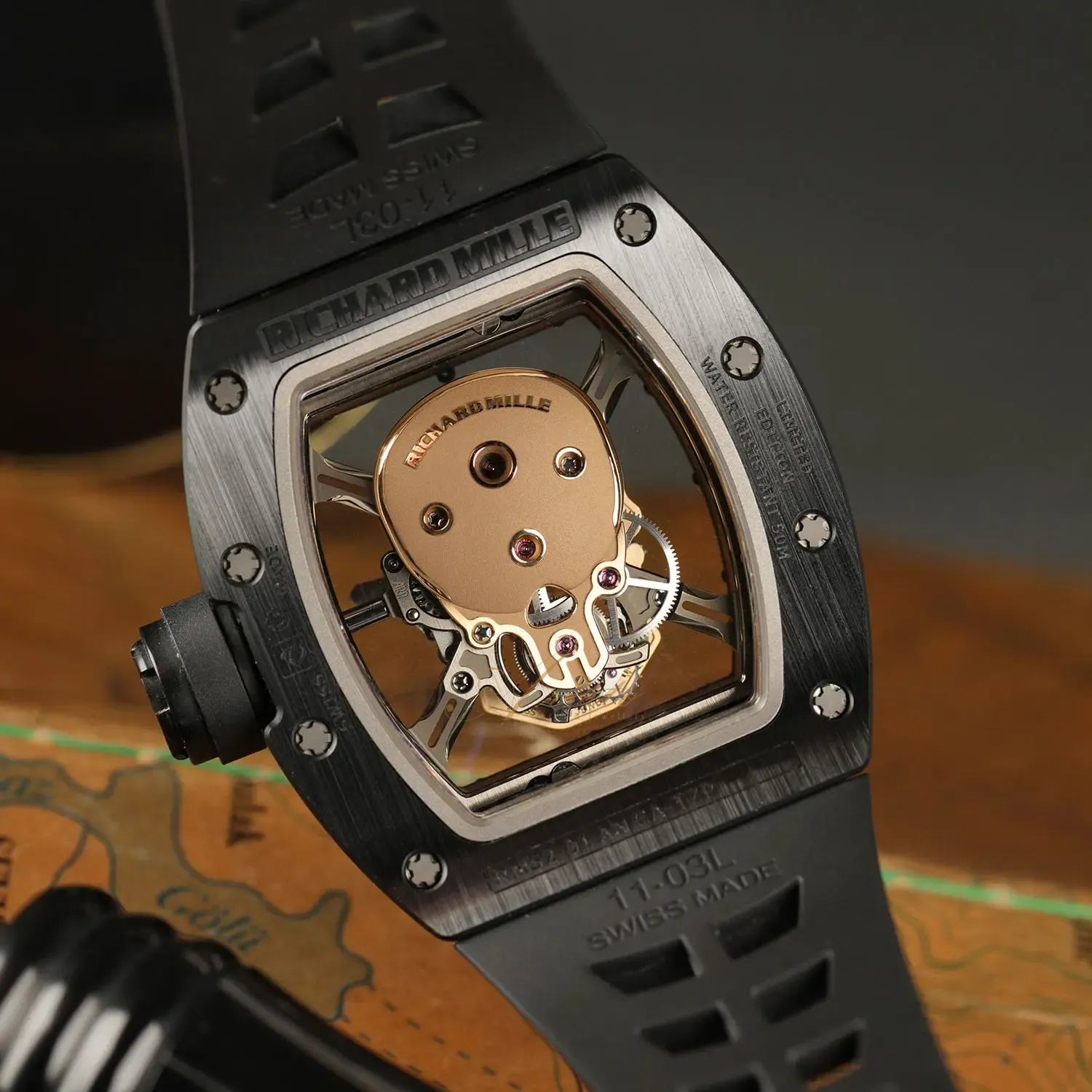 RM52-01 Black Ceramic Gold Skull image 8
